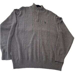 US Polo Assn. Sherpa Lined Collar 1/4 Zip-Up Sweater Size Men’s XL Grey